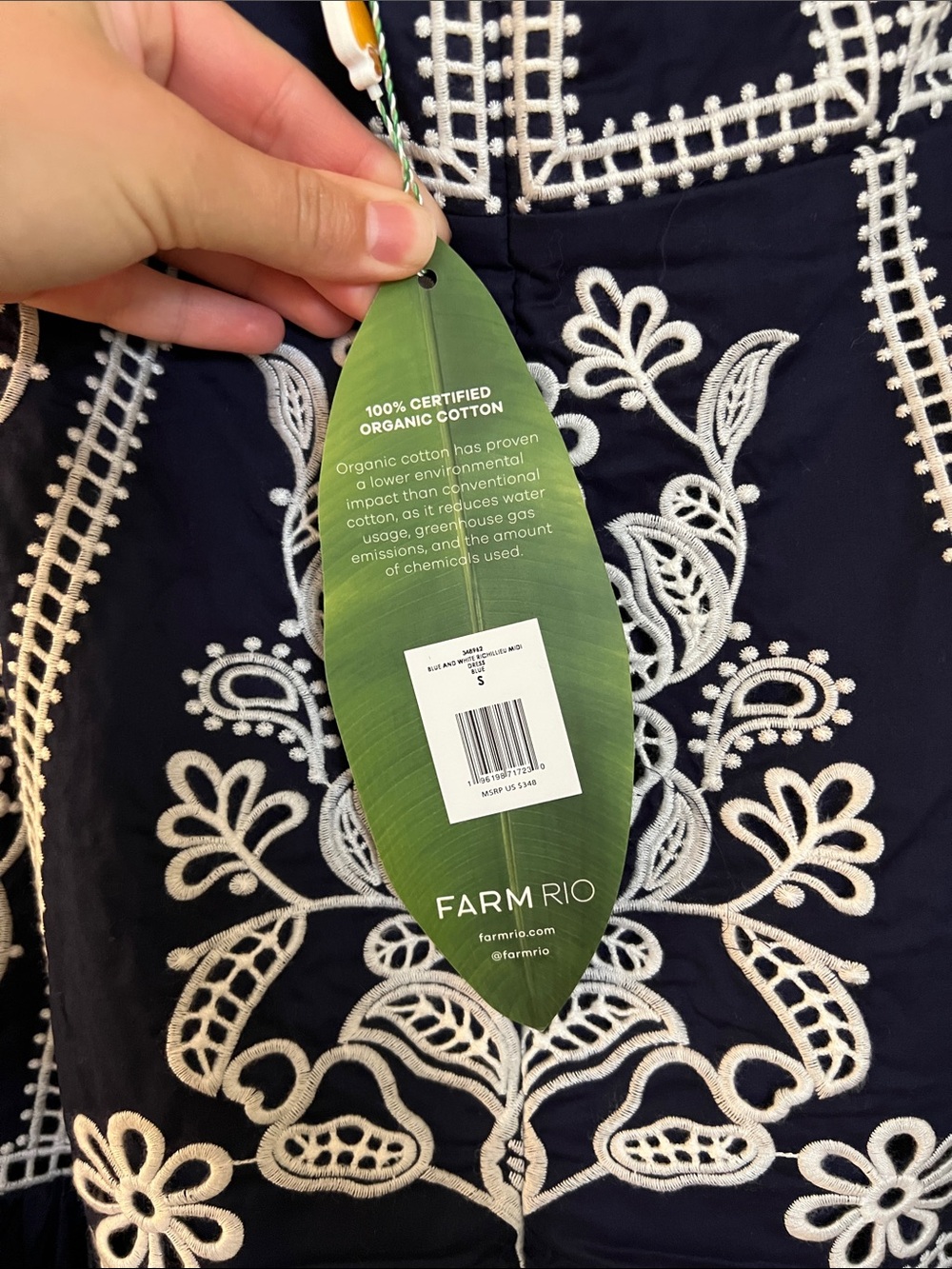 FARM Rio Navy / Blue Richelieu Embroidered Midi Dress - Picture 5 of 5